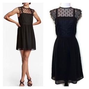 H&M Chiffon Crepe Lace Yoke Fit & Flare Dress 4